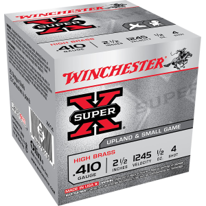 Winchester X414 Super X Heavy Game Load High Brass 410Gauge 2.50 in 1/2oz 4Shot 25 Per Box/10 Case, Shotgun Shells