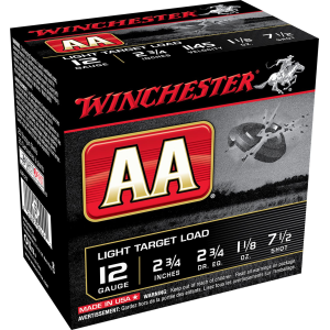 Winchester AA127 AA Light Target 12Gauge 2.75 in 1 1/8oz 7.5Shot 25 Per Box/10 Case, Shotgun Shells