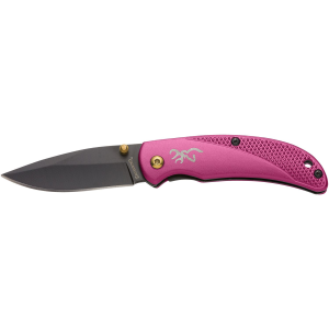 Browning 3220343 Prism 3 EDC Folding 2.38 in Plain Black Oxide 7Cr17MoV SS Blade, Plum w/Brass Accents & Logo Anodized Aluminum Handle, Includes Pocket Clip, Knife