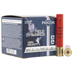 Fiocchi 410HV6 Field Dynamics High Velocity 410Gauge 3 in 11/16oz 6Shot 25 Per Box/10 Case, Shotgun Shells