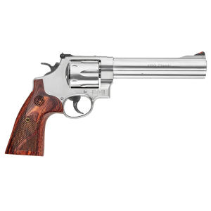 Smith & Wesson 150714 Model 629 Deluxe 44 Rem Mag or 44 S&W Spl Stainless Steel 6.50 in Barrel & 6rd Cylinder, Satin Stainless Steel N-Frame, Textured Wood Grip , Revolver