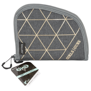 Girls With Guns 908 Foiled 8 Long Heather Gray/Gold Foil Holds Handgun, Handgun Case