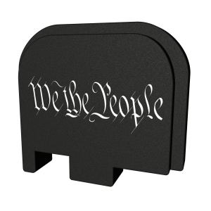 Bastion Slide Back Plate BASGL-043-BW-PEPLTX, We The People, Black and White, Fits Glock 43 BASGL-043-BW-PEPLTX