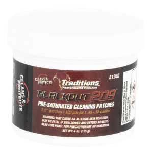 Traditions A1940 Blackout Cleaning Patches 45/54 Cal Muzzleloader 2.5 in Cotton 100 Per Jar