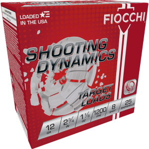 Fiocchi 12SD18H8 Shooting Dynamics Target 12Gauge 2.75 in 1 1/8oz 8Shot 25 Per Box/10 Case, Shotgun Shells