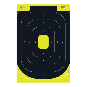EZ-Aim 15372 Splash Reactive IPSC Silhouette Hanging 12.50 in W X 18.25 in H Black/Yellow 8 Per Pkg Paper Targets
