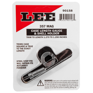 Lee Precision 90158 Case Length Gauge Silver, 357 Mag, Steel Works With Cutter/Lock Stud Includes Shell Holder