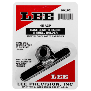 Lee Precision 90162 Case Length Gauge Silver 45 ACP Steel, Works With Cutter/Lock Stud Includes Shell Holder