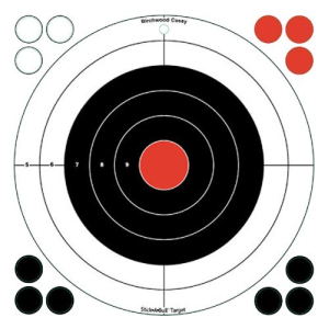 Birchwood Casey 33912 Stick-A-Bull Self-Adhesive Paper Black/White Bullseye Includes Pasters 5 Pack