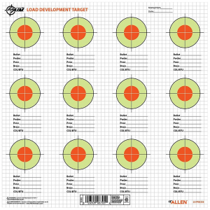 EZ-Aim 15616 Load Development Hanging 13.5 x 13.5 Fluorescent Green & Orange/White 25 Pack Paper Targets