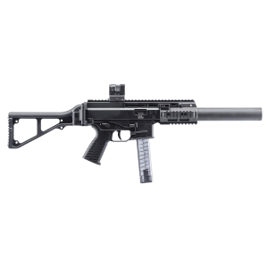 B&T APC9, PRO, Semi-auto, SBR, 9MM, 5.7 in, Black, 30 Rounds, Suppressor Included, Ambidextrous, Front/Rear Flip Sights, Anodized, MBT Stock BT-36046-SC-US-KIT