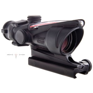 Trijicon 100219 ACOG Black Hardcoat Anodized 4x32mm Illuminated Red Horseshoe .223/5.56 BDC Reticle,, Rifle Scope