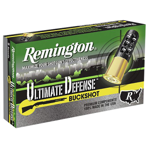 Remington Ammunition 20639 Ultimate Defense Buckshot 12Gauge 3 in 4Buck Shot 5 Per Box/20 Case, Shotgun Shells