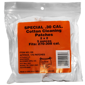 Southern Bloomer 130 Cleaning Patches 30 Cal Cotton 175 Per Bag