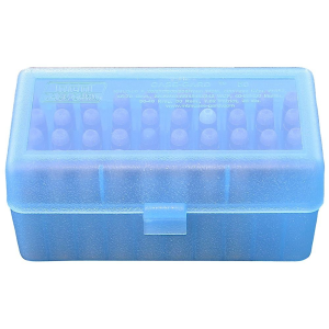 MTM Case-Gard RSLD5024 Case-Gard R-50 Multi-Caliber, Rifle Clear Blue Polypropylene 50rd
