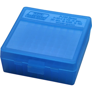 MTM Case-Gard P100324 Case-Gard P-100 357 Mag, Handgun Clear Blue Polypropylene 100rd