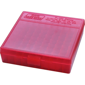 MTM Case-Gard P100929 Case-Gard P-100 Multi-Caliber, Handgun Clear Red Polypropylene 100rd
