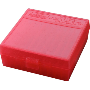MTM Case-Gard P1004429 Case-Gard P-100 Multi-Caliber, Handgun Clear Red Polypropylene 100rd