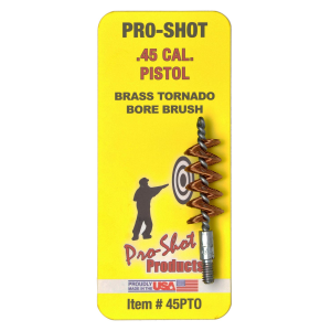 Pro-Shot 45PTO Tornado Bore Brush .45 Cal, Pistol #8-32 Thread Brass Spiral Wound Loop