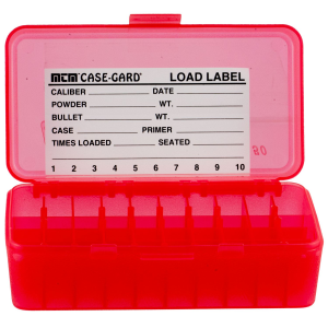 MTM Case-Gard P504429 Case-Gard P-50 Multi-Caliber, Handgun Clear Red Polypropylene 50rd