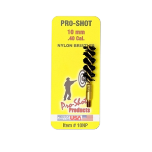 Pro-Shot 10NP Bore Brush .40/ 10mm Cal, Pistol #8-32 Thread Nylon Bristles Brass Core