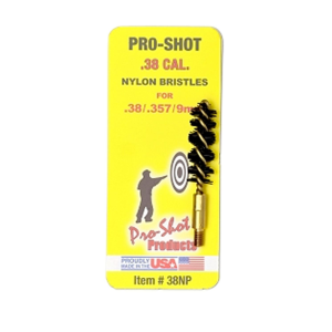 Pro-Shot 38NP Bore Brush 9mm, Pistol #8-32 Thread Nylon Bristles Brass Core