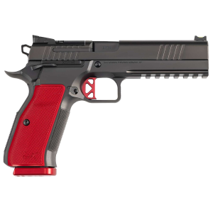 Dan Wesson 92003 DWX 9mm Luger 19+1 4.95 Black Match Grade Barrel, Black DLC Optics Ready Serrated Steel Slide, Black Aluminum Frame w/Beavertail & Pic Rail, Red Textured Aluminum Grip, Pistol
