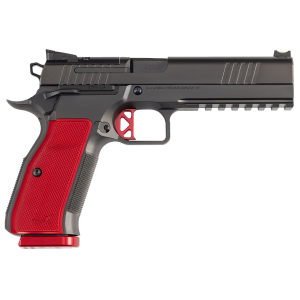 Dan Wesson 92013 DWX 9mm Luger 10+1 4.95 Black Match Grade Barrel, Black DLC Optics Ready Serrated Steel Slide, Black Aluminum Frame w/Beavertail & Pic Rail, Red Textured Aluminum Grip, Pistol