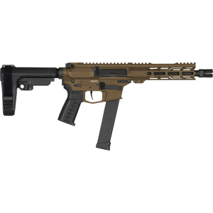 CMMG 10A570F-MB Banshee MK10 10mm Auto 15+1 8 Satin Black Cerakote Threaded BBL, M-LOK Handguard, Midnight Bronze Cerakote Alum Rcvr w/Pic Rail, Black Polymer 6 Position Rip Brace, Black CMMG Zeroed Grip, Glock Compatible,Tactical Pistols