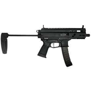Grand Power 810091152843 SP9A3S Stribog 9mm Luger 30+1 5.50 Black Threaded BBL, M-LOK Handguard, Black Hardcoat Anodize Alum/Polymer Pic Rail Rcvr, Black Polymer PDW Tailhook Brace, Black Polymer Grip, Ambidextrous,Tactical Pistols