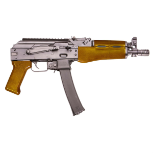 Kalashnikov USA KP-9, AK Pistol, Semi-automatic, 9MM, 9.25 in Barrel, Steel, Black, Amber Wood Pistol Grip and Forend, Adjustable Sights, 30 Rounds KP-9AW