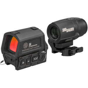 Sig Sauer Electro-Optics SORJ8T101 Romeo8T- AMR W/Juliet3T Micro Magnifier Black 1x40mm/3x22mm Quad Ballistic Circle Dot 2.0 Reticle,Red Dot Sights