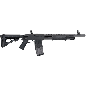 Mossberg 50213 590RM Stand-Off 12 Gauge Pump 2.75 10+1 18.50 Black Phosphate Steel w/Integrated Heat Shield BBL, Black Pic Rail Rcvr, Black 5 Position Adj LOP Synthetic Stock, Magpul MOE Grip, Magpul MBUS 3 Adj Sights,Tactical Shotguns