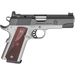 Springfield Armory PX9117LAOS 1911 Ronin AOS 9mm Luger 9+1 4.25 Stainless Match Grade Barrel, Blued Optic Ready/Serrated Carbon Steel Slide, Satin Cerakote Aluminum Frame w/Beavertail, Crossed Cannon Wood Laminate Grip, Pistol