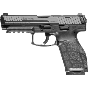 HK 81001064 VP9A1 Full Size 9mm Luger 20+1 4.53 BBL, Black Steel Optic Ready/Serr Slide, Black Polymer Frame w/Pic Rail, Interchangeable Backstrap Grip, Ambidextrous,Pistol