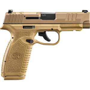 FN 66101760Micro-Compact Frame 9mm Luger 18+1 3.80 Black Target Crown Steel BBL, FDE PVD Optic Cut/Serr Stainless Slide & Polymer Frame w/Pic Rail Interchangeable Backstrap Grip,Pistol