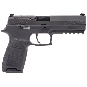 Sig Sauer 320F9BSSP P320 Full Size Frame 9mm Luger 17+1 4.70 Black DLC Carbon Steel Barrel, Black Nitron Optic Ready/Serrated Stainless Steel Slide, Black Stainless Steel Frame w/Pic Rail, Black Poly Grip, Pistol