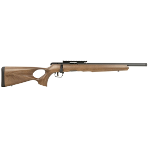 Savage 70817 B Series Timber 17 HMR 10+1 18 Matte Black Threaded Barrel, Matte Black Pic Rail Steel Receiver, Woodgrain Fixed Thumbhole Stock, Rimfire Rifle