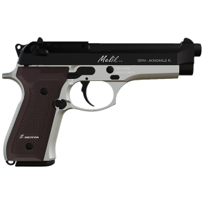 Derya Firearms 15LTTMELIK9TR Melik 9mm Luger 15+1 4.90 Black Melonite Steel BBL, Black Melonite Serr Steel Slide, Silver Anod Alum Frame, Dark Walnut Grip,Pistol