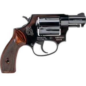Heritage Mfg HR38B2W Roscoe Small Frame 38 Special +P 5rd 2 Black Polished Alloy Steel Barrel & Cylinder, Black Polished Carbon Steel Frame, Wood Grip, Transfer Bar Safety, Revolver