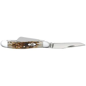 Case 00042 Stockman Medium 2.57/1.88/1.71 Fold Clip Point/Sheepsfoot/Spey Plain Mirror Polished Tru-Sharp SS Blade Peach Seed Jigged Amber Bone Handle, Knife
