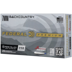 Federal P7BCTA3 BackCountry 7mm BC 170gr Terminal Ascent 20 Per Box/10 Case,Centerfire Rifle Rounds
