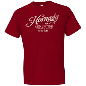 Hornady Gear 31874 Vintage Script Red Cotton Semi-Fitted XL,Graphic Tees