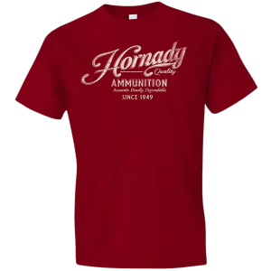 Hornady Gear 31875 Vintage Script Red Cotton Semi-Fitted 2XL,Graphic Tees