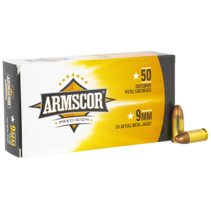 Armscor 50041PH Precision 9mmLuger 124gr Full Metal Jacket 50 Per Box/20 Case, Centerfire Handgun Ammo - Arms Inc
