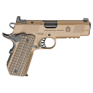 Springfield PC9127LRCBCCAOS 1911 TRP Carry 9mm Luger 9+1 4.25 Black Match Grade BBL, Coyote Brown Cerakote Optic Ready/Serr Carbon Steel Slide & Frame w/Beavertail & Pic Rail, VZ Hydra G10 Grip, 3 Mags,Pistol