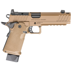 Springfield PH9119AOSCBCOMP Prodigy Comp 9mm Luger 20+1 5 Black DLC Match Grade Bull BBL, Coyote Brown Cerakote Integrated Compensator/Optic Ready/Serr Carbon Steel Slide & Frame w/Beavertail & Pic Rail, Aggressive Texture Grip,Pistol