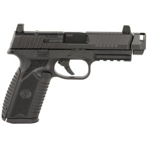 FN 66102124 510 MRD Compensated 10mm Auto 15+1 4.43 Black Threaded BBL, Black PVD Optic Ready/Serr Stainless Slide, Black Polymer Frame w/Pic Rail, Interchangeable Backstrap Grip, Ambidextrous,Pistol