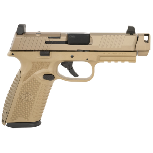 FN 66102127 510 MRD Compensated 10mm Auto 15+1 4.43 Black Threaded BBL, FDE PVD Optic Ready/Serr Stainless Slide, FDE Polymer Frame w/Pic Rail, Interchangeable Backstrap Grip, Ambidextrous,Pistol