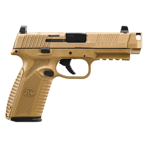 FN 66102129 510 MRD Compensated 10mm Auto 10+1 4.43 Black Threaded BBL, FDE PVD Optic Ready/Serr Stainless Slide, FDE Polymer Frame w/Pic Rail, Interchangeable Backstrap Grip, Ambidextrous,Pistol